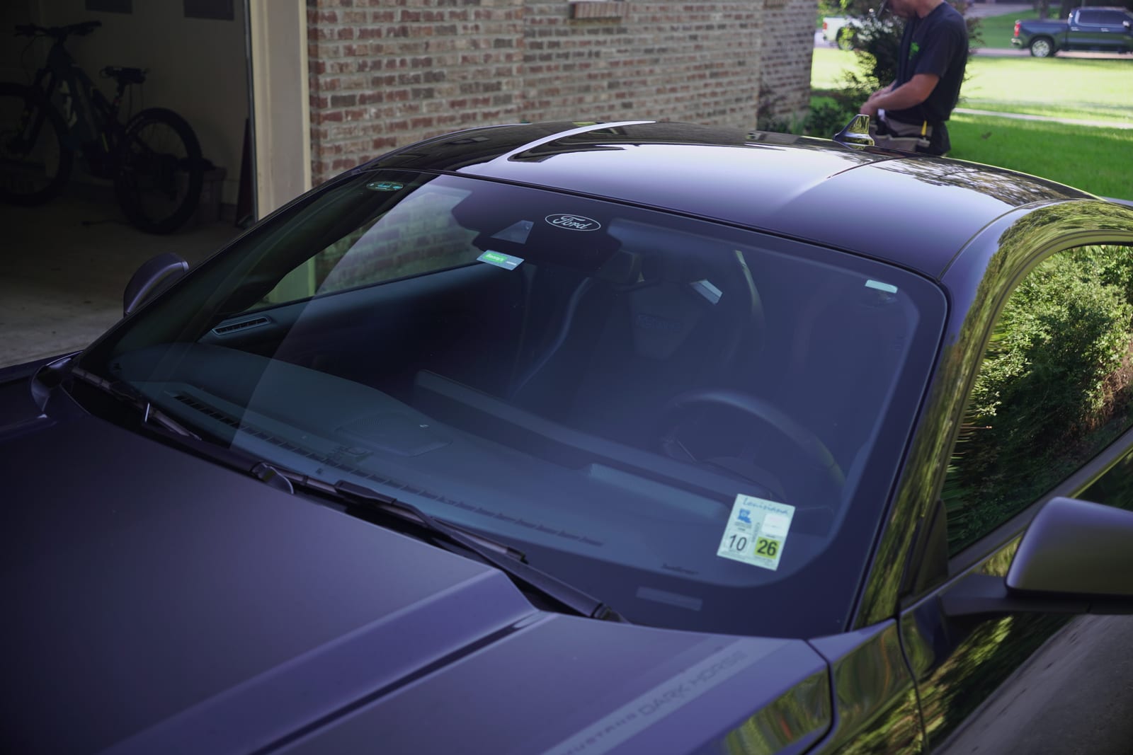 Ford Mustang Dark Horse before windshield tint
